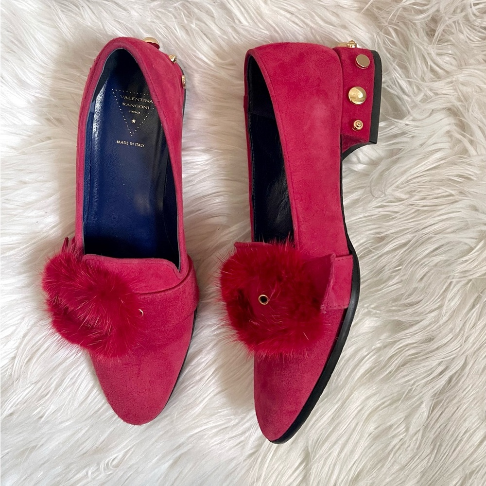Vintage Valentina Rangoni Red Suede Loafers - Picture 2 of 9